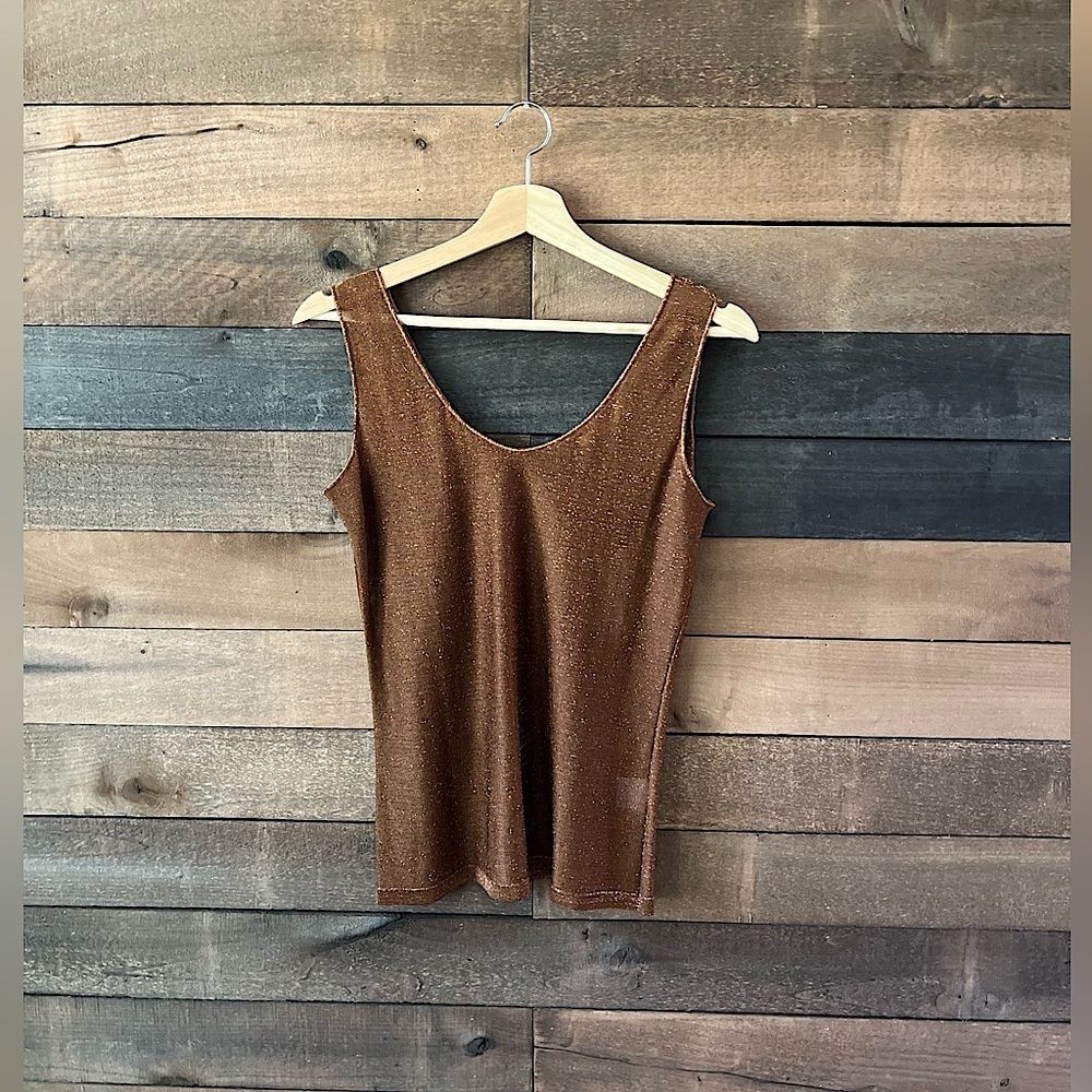 Bronze Metallic Italian Knit Tank D.EXTERIOR Shimmer Tank Top Made in Italy